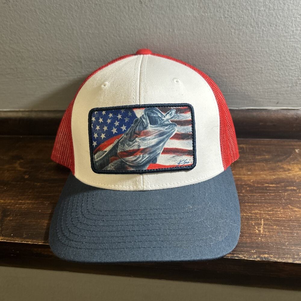 Huk American Frogger Mesh Snapback Trucker Style Bass Hat
